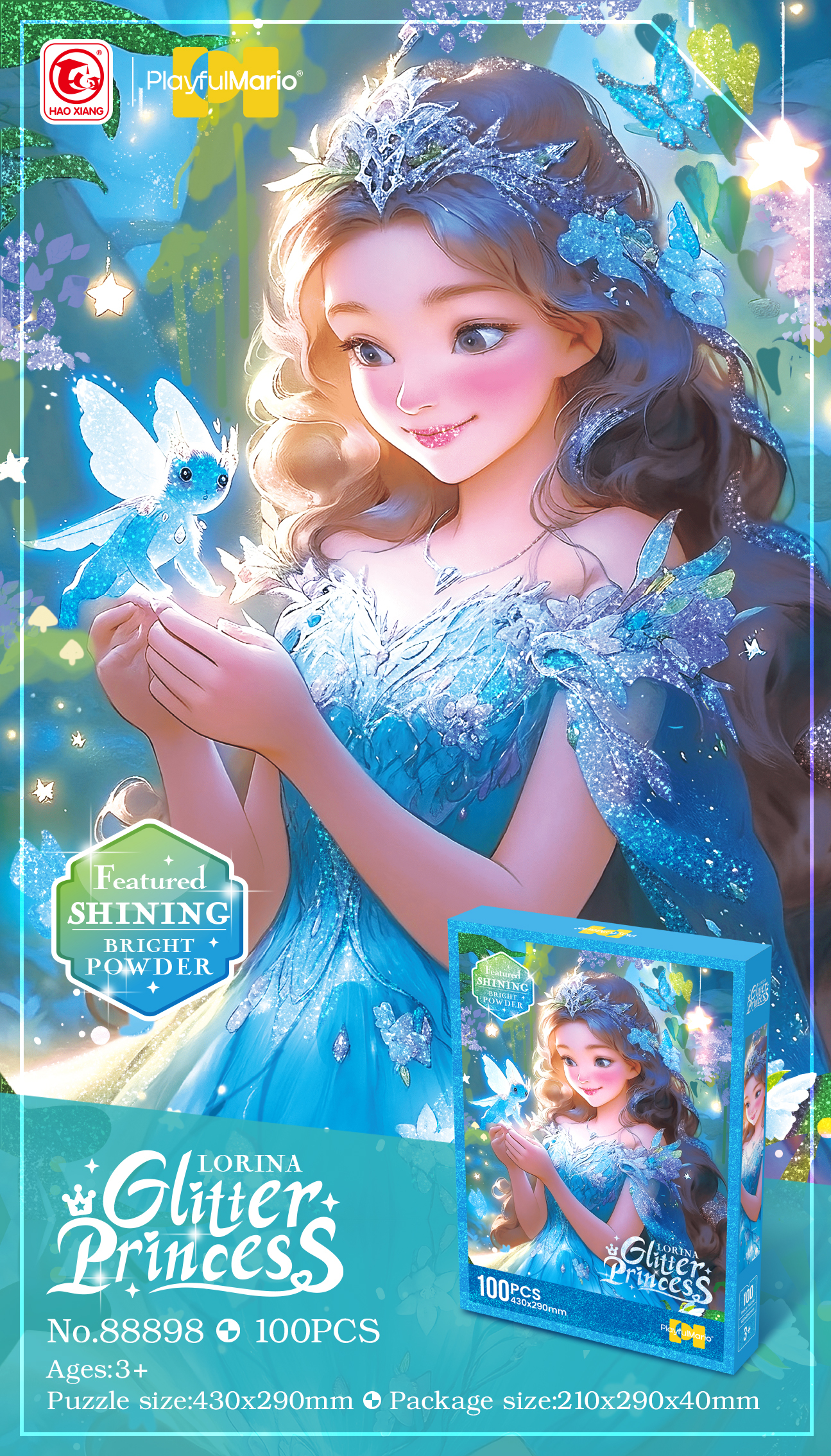 PUZZLE GLITTER PRINCESS 100 PCS 88898