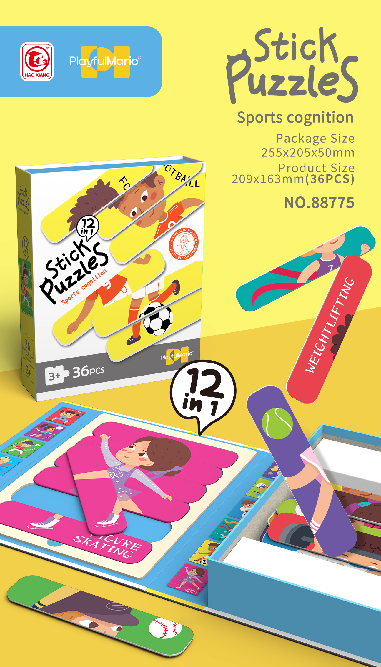 MAGNETNE PUZZLE SPORT 36 pcs 88775